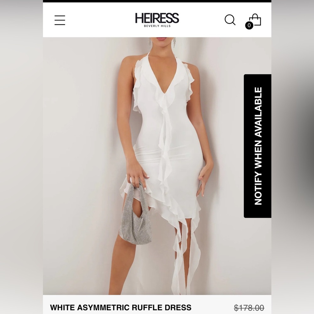 Heiress Beverly Hills white asymmetric ruffle halter dress